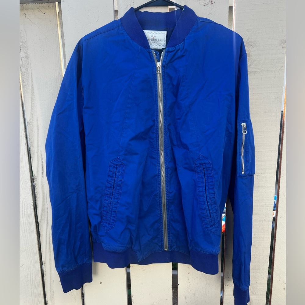 Urban Outfitters Your Neighbors Blue Bomber Jacket Size L
